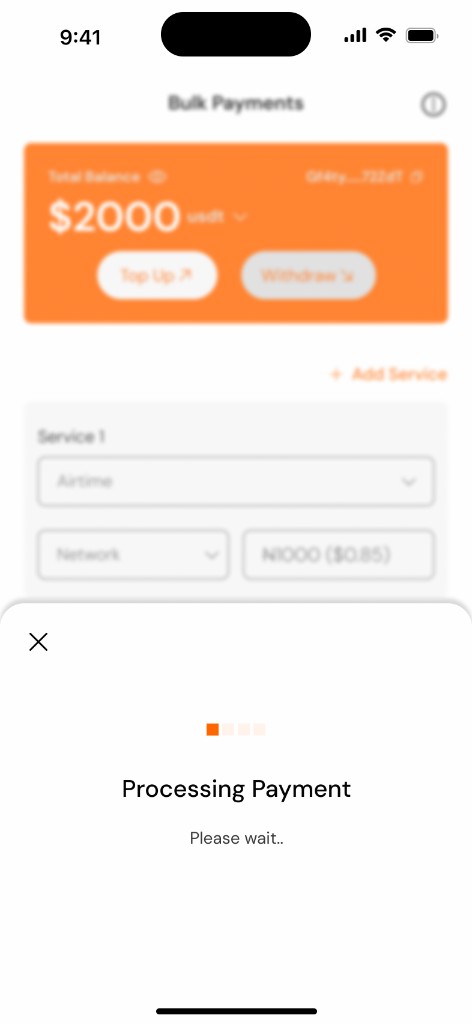Processing modal