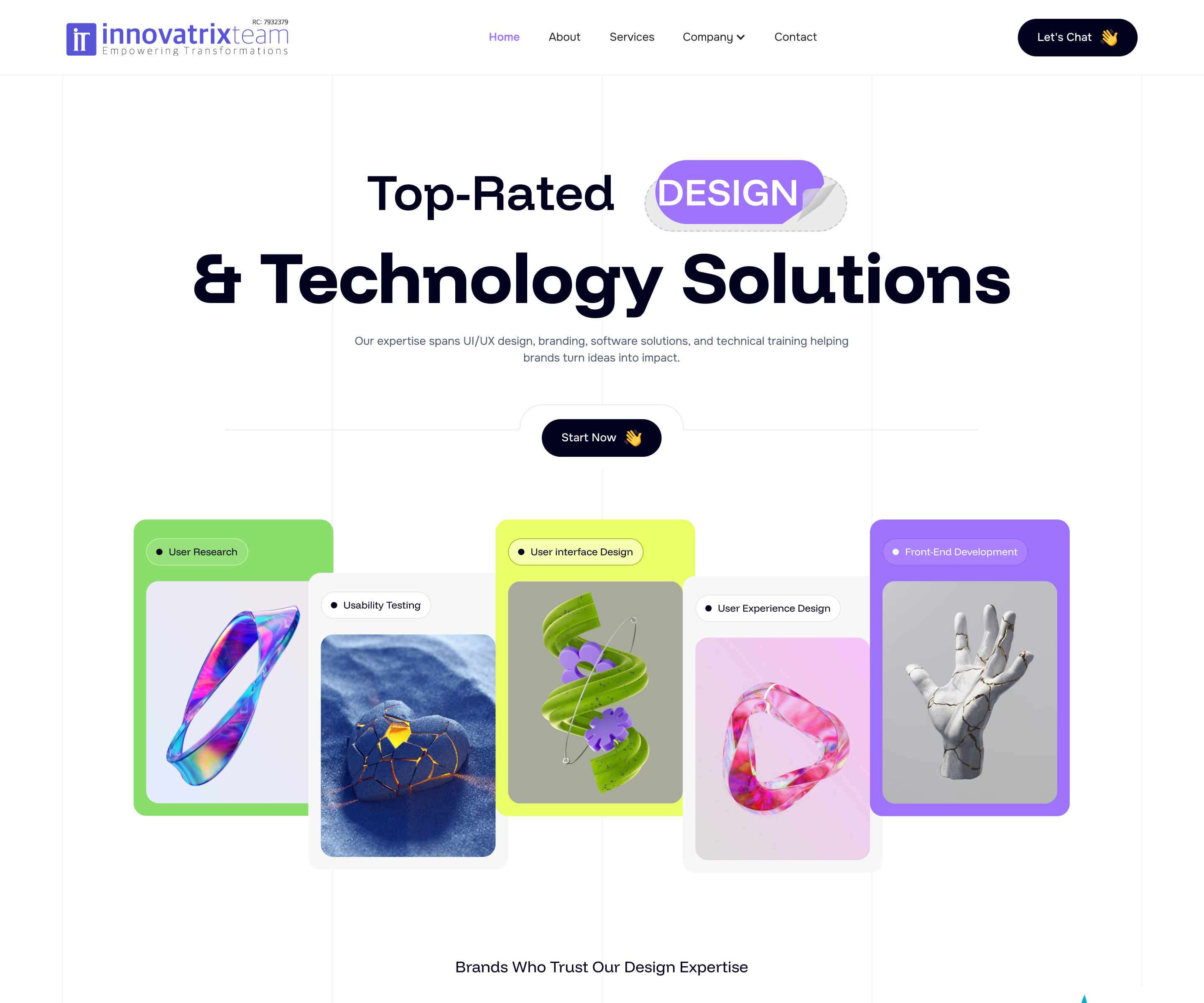 Innovatrix Teams desktop home hero design