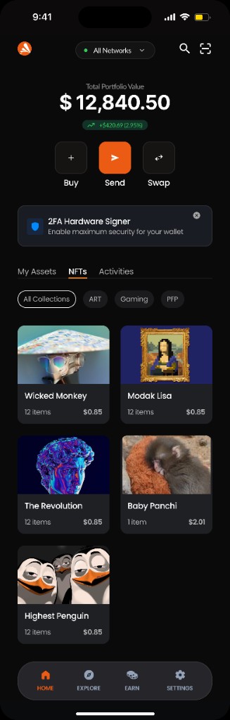 NFTs tab